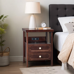 2 Drawer Nightstand with Charging Station