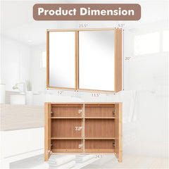 Wooden Bathroom Wall Cabinet with Mirror