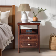 2 Drawer Nightstand with Charging Station