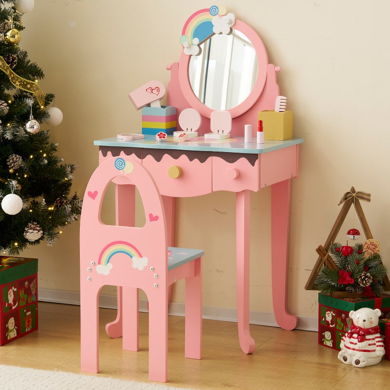 38.2" Kids Dressing Table and Chair Set