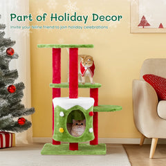 32in Christmas Plush Cat Tower