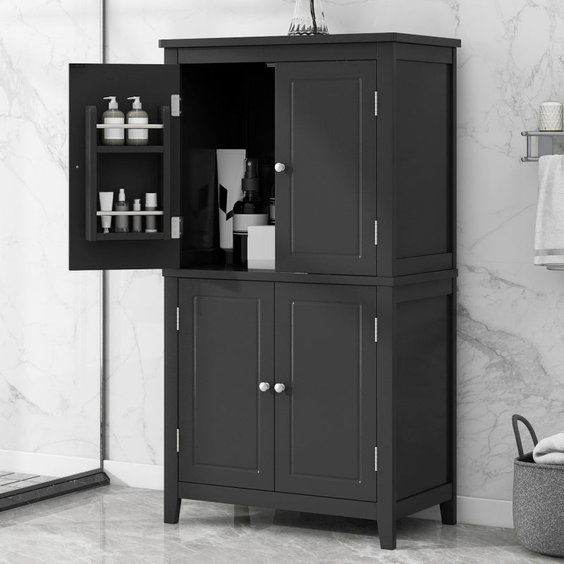 43.3" Elegant Bathroom Floor Storage Cabinet, Black