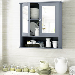 22"L x 23"W Gray Bathroom Cabinet with Mirror