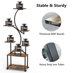 8 Tiered Plant Stand Indoor With Grow Lights And 4 Lockable Wheels 61.42''