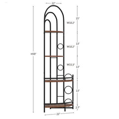 4-Tier Corner Bookshelf, Modern Style, Plant Stand with Metal Frame