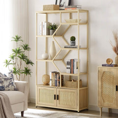 75.6" 7-Layer Rattan Bookshelf