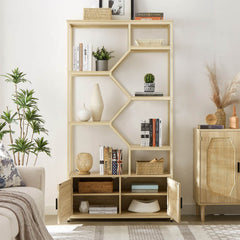 75.6" 7-Layer Rattan Bookshelf