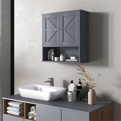 Bathroom Cabinet/Wall Cabinet with Adjustable Shelf & 2 Barn Door