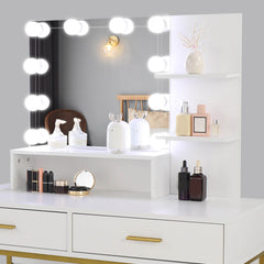 53.4" Large Dressing Table Set with 10 LED Bulbs