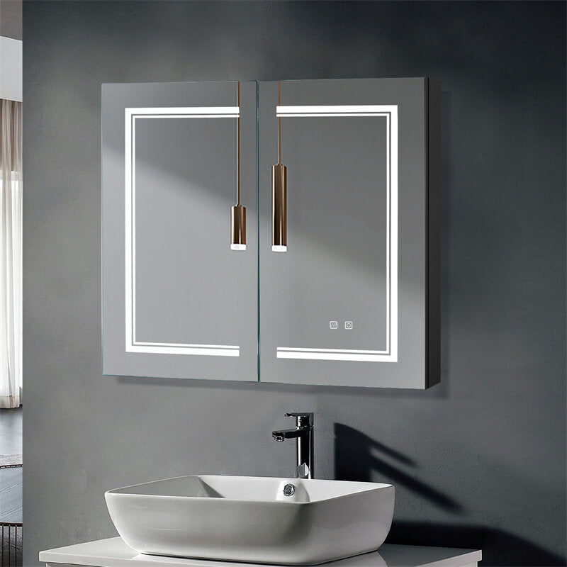 Double Door LED Bathroom Mirror Cabinet