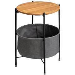 Round Side Table with Storage Basket