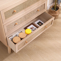 31.5"3 Drawer Rattan Storage Cabinet