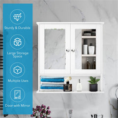 22"L x 23"W White Bathroom Cabinet with Mirror