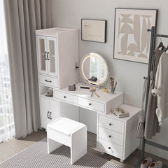 59.1" Modern Dressing Table Set with Side Cabinets