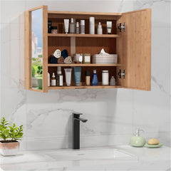 Wooden Bathroom Wall Cabinet with Mirror