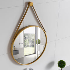 Round Hanging Mirror with Strap