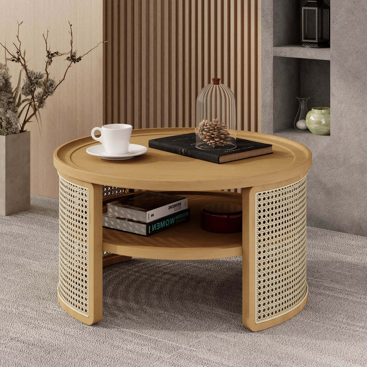 31.3" Round Rattan Coffee Table