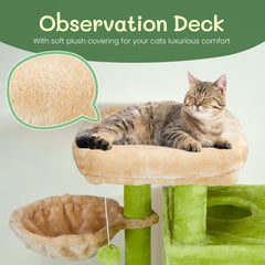 2-Tier Cat Activity Scratching Posts, 33 inch Cat Tree with Large Padded Perch