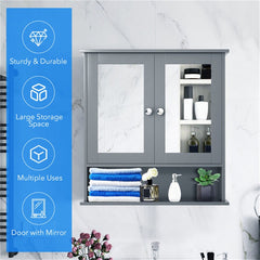 22"L x 23"W Gray Bathroom Cabinet with Mirror