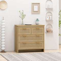 31.5" 4 Drawers Rattan Cabinet