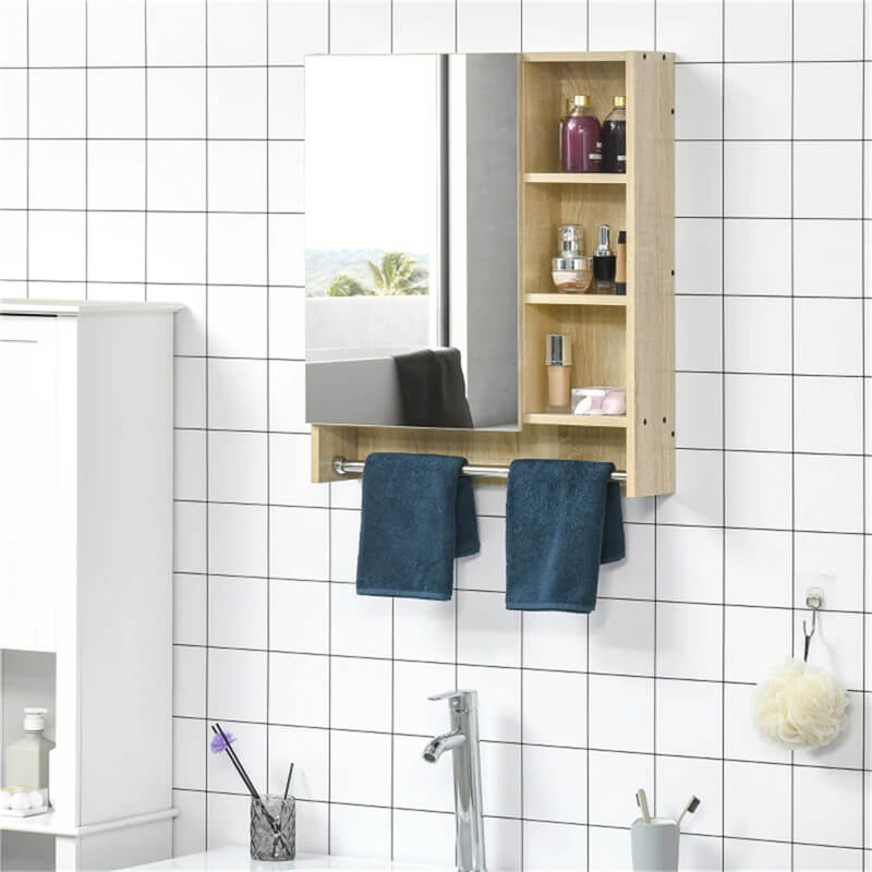 Wall Mounted Bathroom Mirror Cabinet with Towel Bar