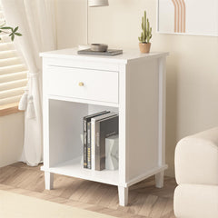 26.77" H Wooden Nightstand with Drawer & Shelf