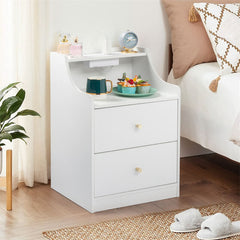 2 Drawers Nightstand Bed Side Table with Charging Station