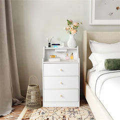 3 Drawers Nightstand Bed Side Table with Charging Station