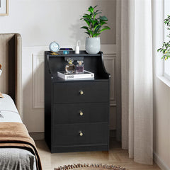 3 Drawers Nightstand Bed Side Table with Charging Station