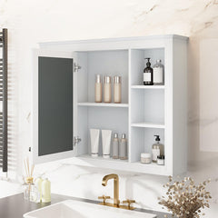 35''L x 28''H Bathroom Mirror Cabinet with Single Door White