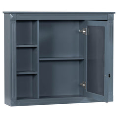 35''L x 28''H Bathroom Mirror Cabinet with Single Door Blue Grey