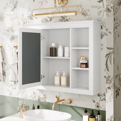 35''L x 28''H Bathroom Mirror Cabinet with Single Door White