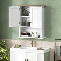 Wood Wall Cabinet with 2 Door & Adjustable Shelf