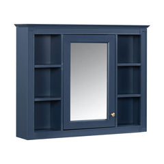 35''L x 28''H Bathroom Mirror Cabinet with Single Door Navy Blue