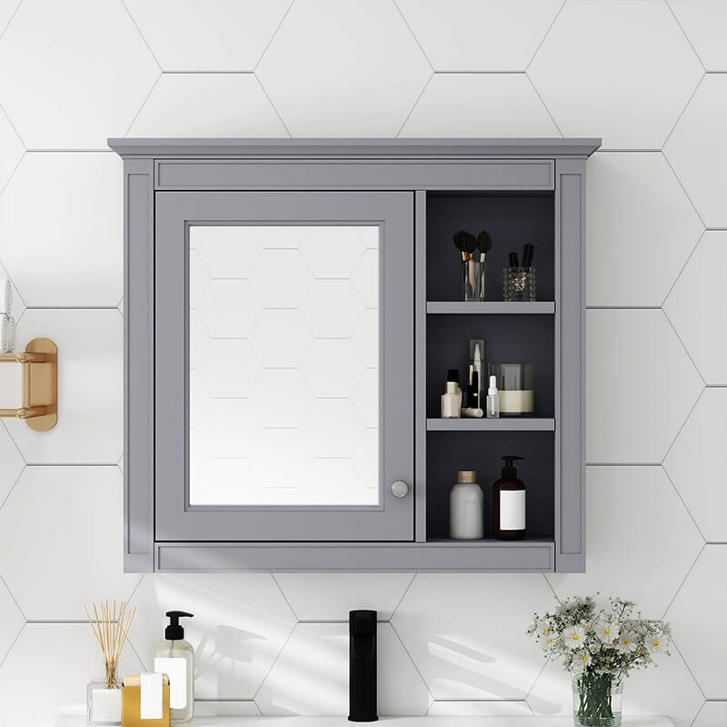 30''L x 28''H Wall Mounted Bathroom Storage Cabinet Grey