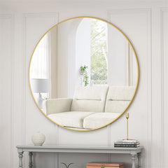 39 Inch Metal Framed Round Wall Mirror