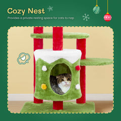 32in Christmas Plush Cat Tower