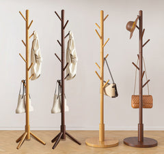 Wooden Coat Rack Stand with 8 Hooks