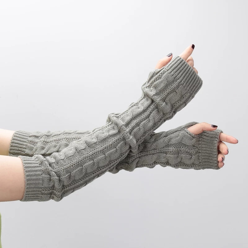 Women's Knitted Long Fingerless Arm Warmers