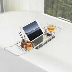 Stainless Steel Bathtub Caddy Tray with Extending Sides