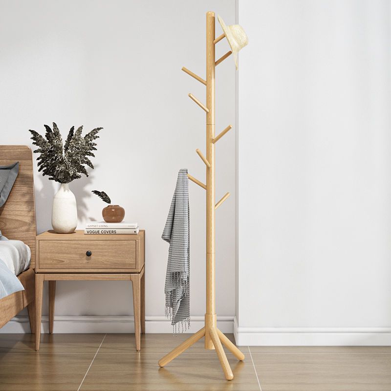 Wooden Coat Rack Stand with 8 Hooks