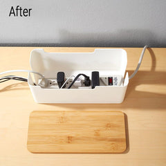 Dustproof Cable Management Box with Bamboo Lid