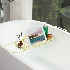 Stainless Steel Bathtub Caddy Tray with Extending Sides