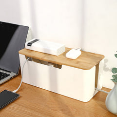 Dustproof Cable Management Box with Bamboo Lid